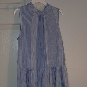 Calvin Klein blue and white ruffled dress